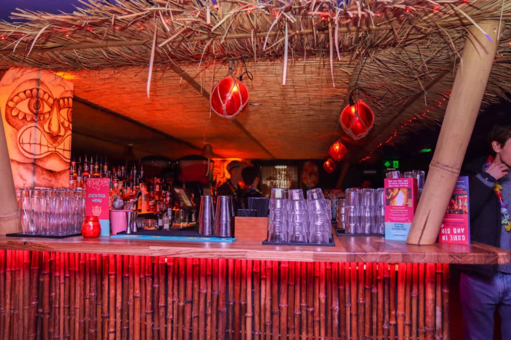 The red bar at Tiki HIdeaway in Liverpool.