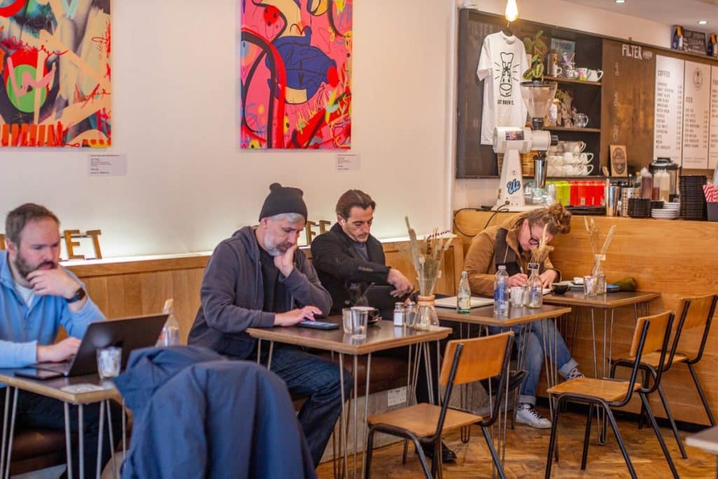 Customers at Bold Street Coffee in Liverpool